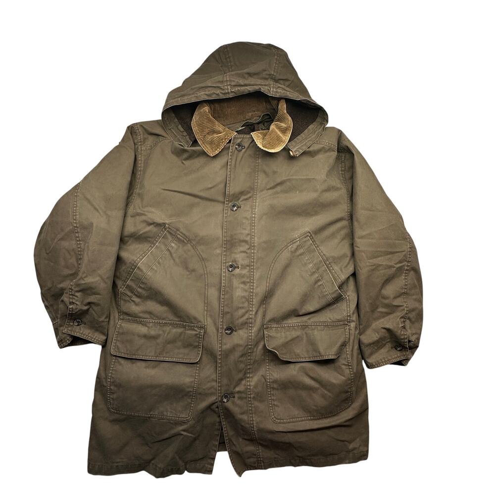 Vintage Eddie Bauer Legends Canvas Parka Long Coat Jacket Mens Large Hooded Wool